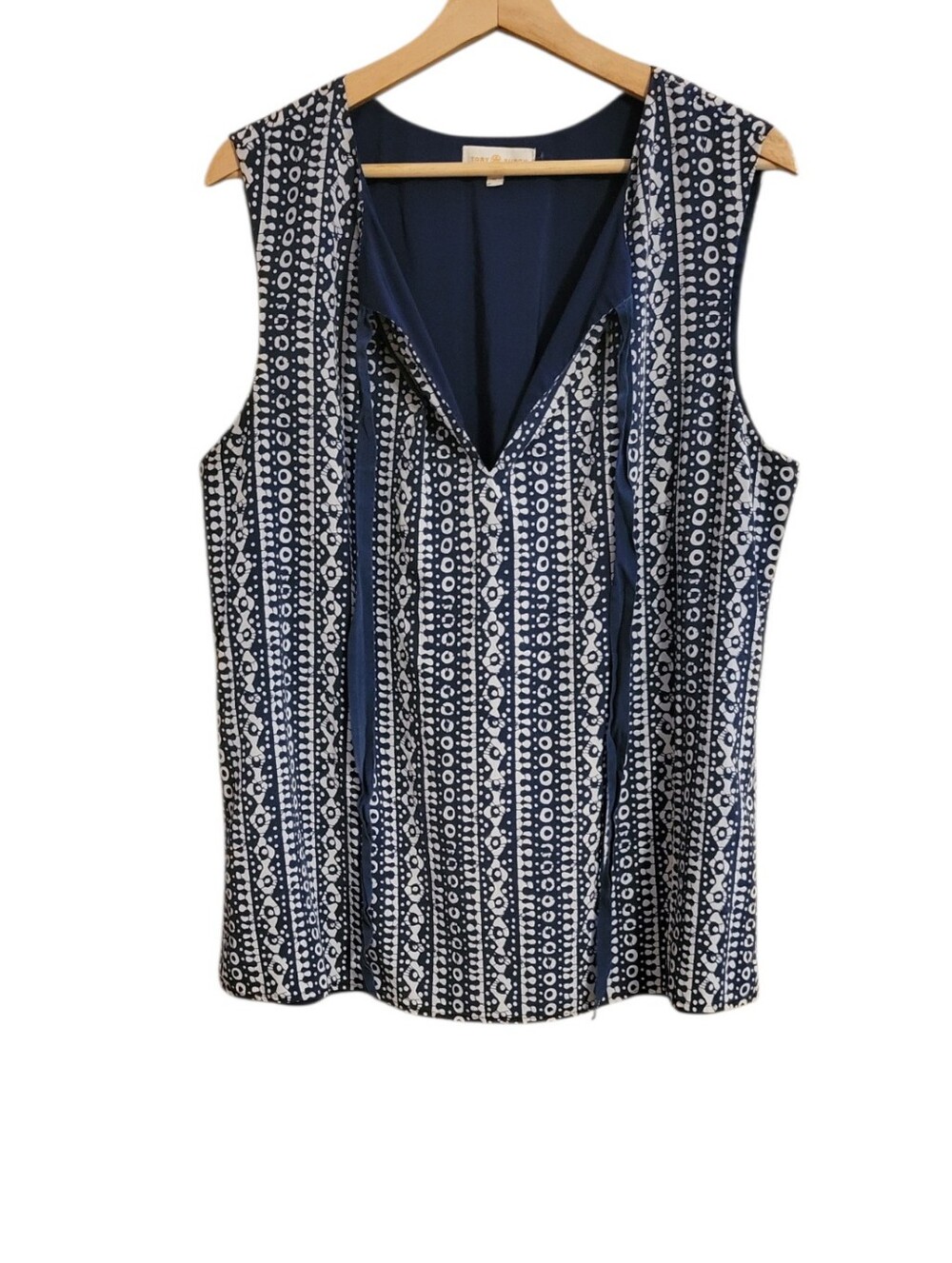 Tory Burch Blue Patterened Silk Top